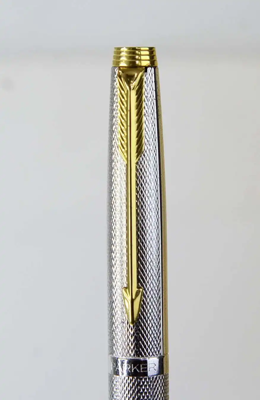 Vintage parker 75 silver plated barleycorn fountain pen 14Karat Gold XF nib - Mint - Image 5