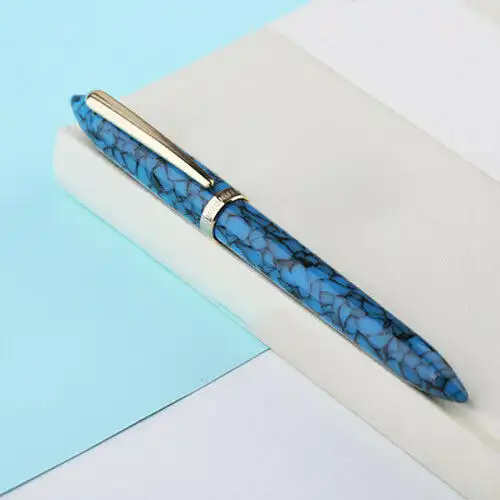 Moonman S1 blue acrylic mosaic barrel fountain pen with gold plated F nib - Brand new - Image 2