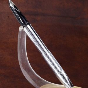 vintage-sheaffer-imperial-506-bright-chrome-fountain-pen-inlaid-steel-Medium-nib-USA
