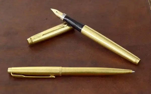 Parker 75 gold filled fountain pen and ballpoint set with 14K gold M nib - Image 4