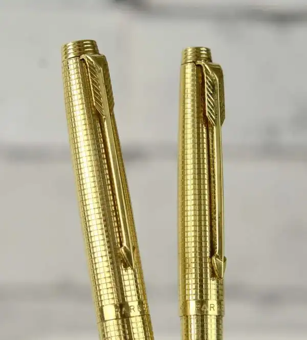 Parker 75 gold filled fountain pen and ballpoint set with 14K gold M nib - Image 11