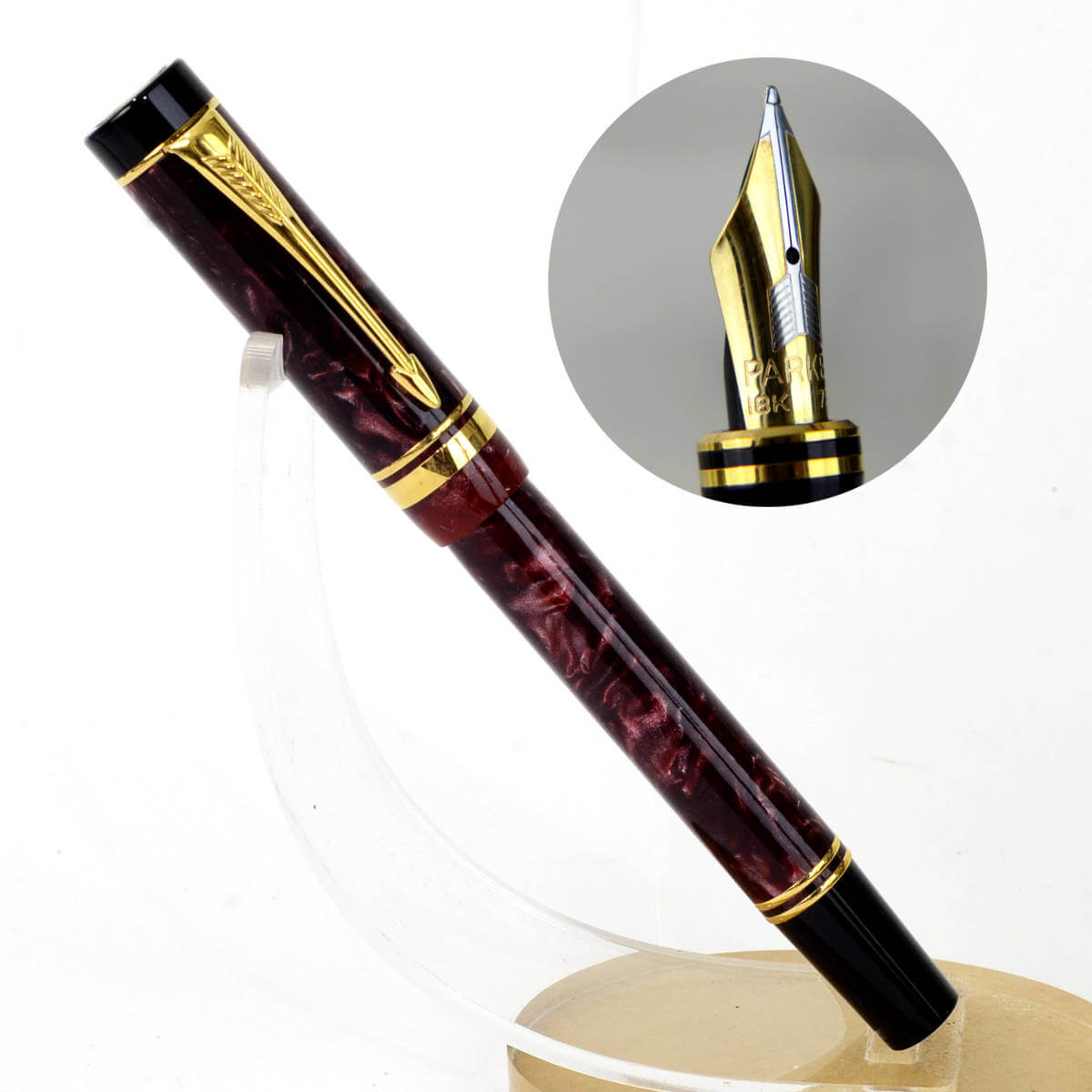 Buy parker duofold centennial fountain pen 18K sold gold M nib online