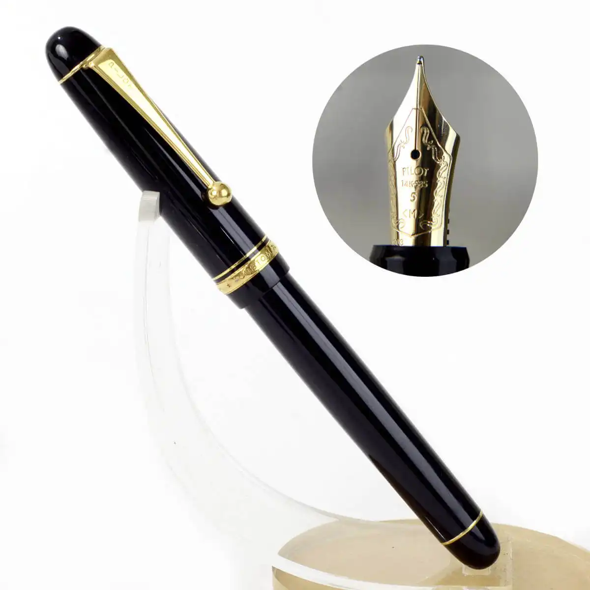 Buy Vintage Pilot custom 74 black barrel fountain pen 14K solid