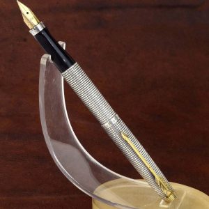 vintage-parker-75-sterling-silver-fountain-pen-14K-solid-gold-F-nib-USA
