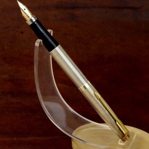 vintage-parker-75-sterling-silver-fountain-pen-14K-solid-gold-M-nib-USA