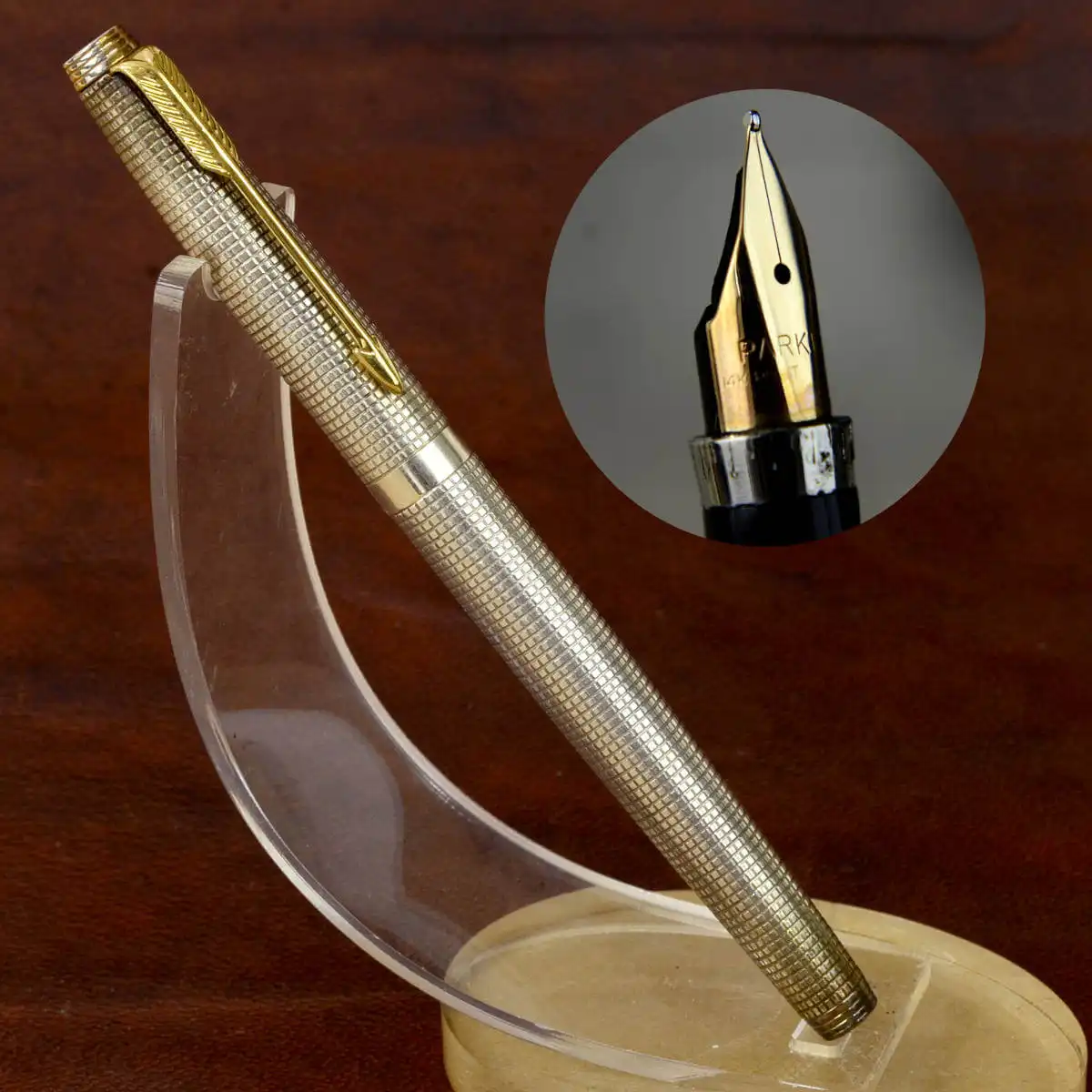Vintage parker 75 sterling silver fountain pen with 14K gold