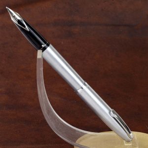 vintage-sheaffer-imperial-444-chrome-barrel-fountain-pen-inlaid-steel-F-nib-USA
