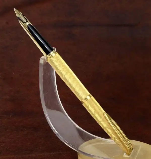 Vintage waterman CF plaque ORG golden fountain pen - 18K solid gold Broad nib - Image 2