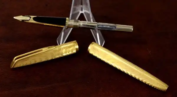 Vintage waterman CF plaque ORG golden fountain pen - 18K solid gold Broad nib - Image 4