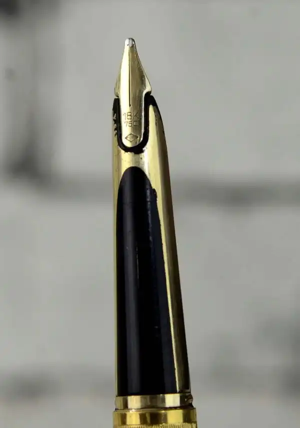 Vintage waterman CF plaque ORG golden fountain pen - 18K solid gold Broad nib - Image 8