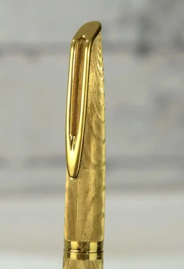 Vintage waterman CF plaque ORG golden fountain pen - 18K solid gold Broad nib - Image 11