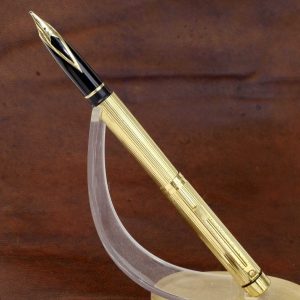 vintage-sheaffer-1005-fluted-gold-plated-barrel-fountain-pen-14K-solid-gold-Broad-nib