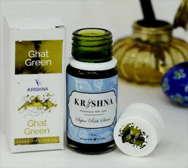 Krishna Ink Ghat green fountain pen ink - 20 ml - Image 2