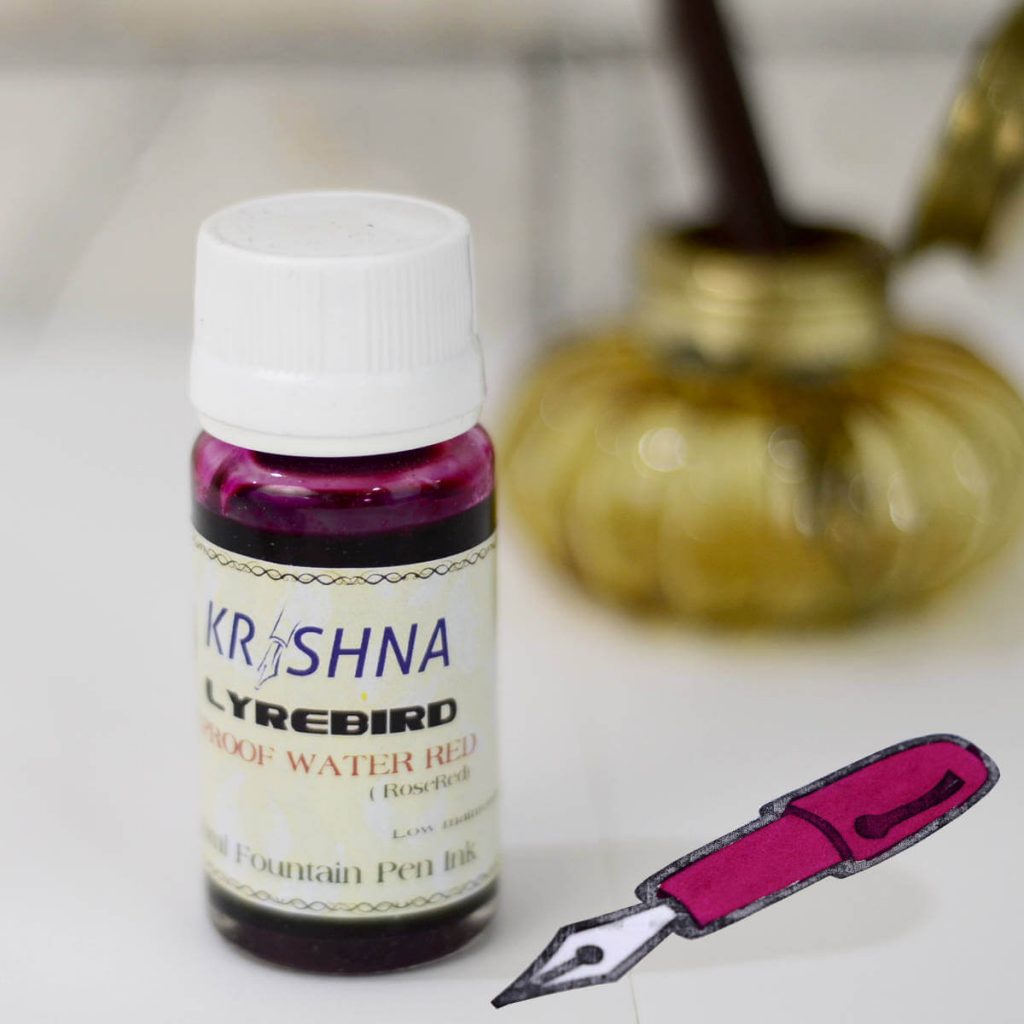 Buy Krishna waterproof ink red colour fountain pen ink online