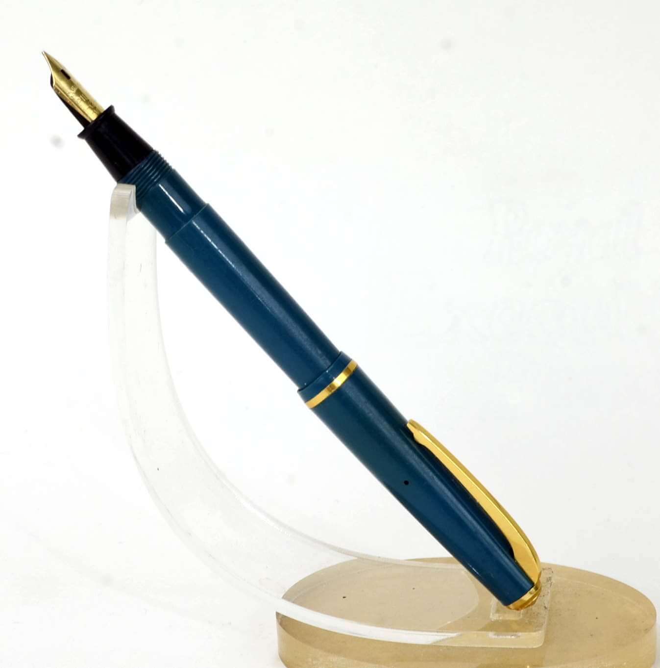 Pilot Vintage Eyedropper pilot 2 pocket teal fountain pen - gold plated F nib - Image 2