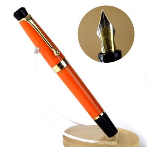 Kanwrite Heritage Orange barrel piston filler fountain pen  – Full Flex medium nib