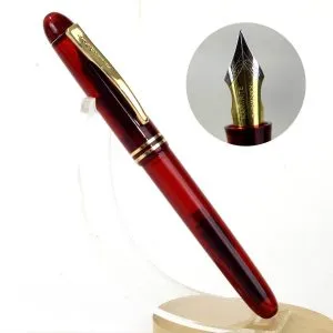 Kanwrite Desire red translucent fountain pen – Full flex medium nib