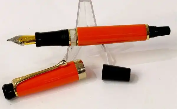 Kanwrite Heritage Orange barrel piston filler fountain pen  - F, M and B points sailor Zoom nib - Image 3