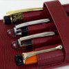 genuine leather pen pouch for fountain pens burgundy - 4 pen pockets - Image 8
