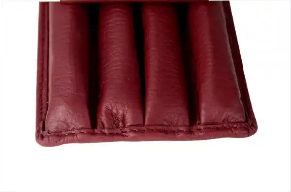 genuine leather pen pouch for fountain pens burgundy - 4 pen pockets - Image 9