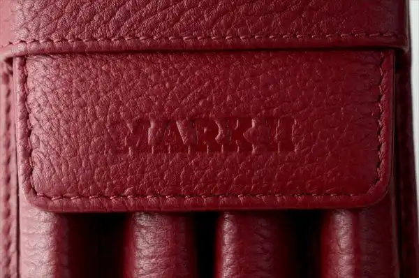 genuine leather pen pouch for fountain pens burgundy - 4 pen pockets - Image 7