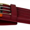 genuine leather pen pouch for fountain pens burgundy - 4 pen pockets - Image 2