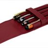 genuine leather pen pouch for fountain pens burgundy - 4 pen pockets - Image 4