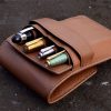 genuine leather pen pouch with slide-in pen pad  - 4 pen pockets - Image 12