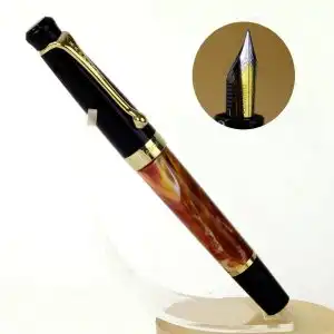 Kanwrite Heritage orange marbled piston filler fountain pen  – Full Flex Medium nib