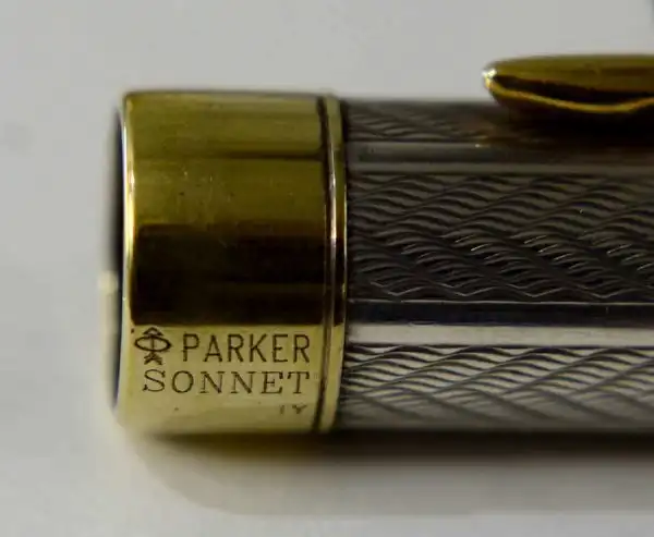 Parker sonnet fougere sterling silver fountain pen and ballpoint set 18K solid gold M nib - Image 7