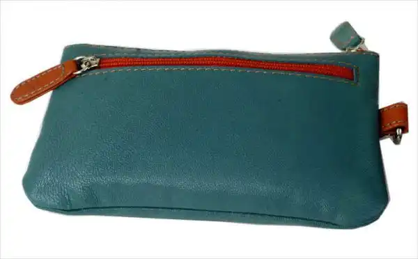 genuine leather utility pouch for pens and pencil - Turkish green - Image 3