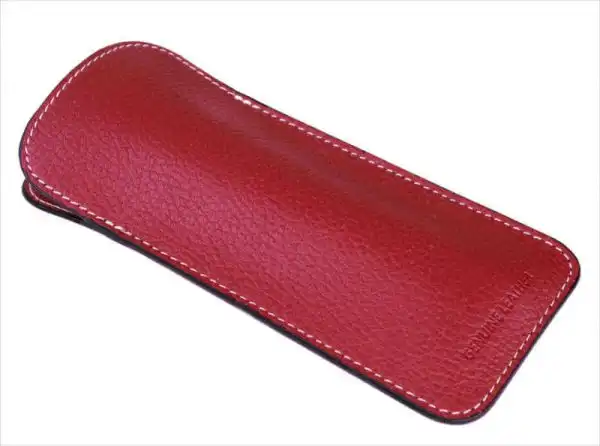 Genuine leather pen sleeve burgundy red - 2 super jumbo pens - Image 8