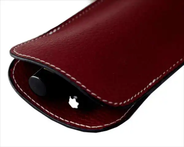 Genuine leather pen sleeve burgundy red - 2 super jumbo pens - Image 6