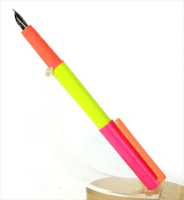 WH smith school cartridge neon fountain pen with English needle F nib - Image 2