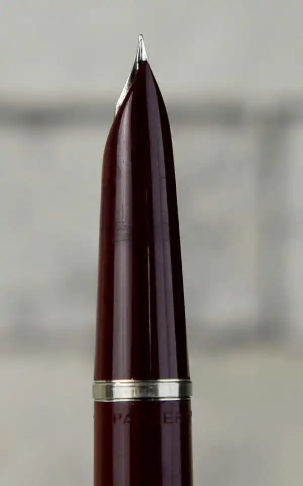 Parker 21 Vintage fountain pen burgundy barrel with steel F nib  - mint - Image 10