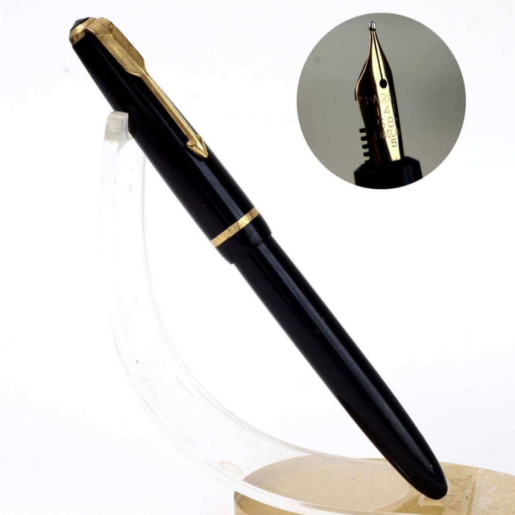 Parker Slimfold Black Fountain Pen With 14C Solid Gold Broad Nib