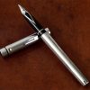sheaffer targa 1000 fountain pen mirror chrome fluted with  broad Nib - Image 3