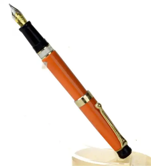 Kanwrite Heritage Orange barrel piston filler fountain pen  -  double broad stub nib - Image 3