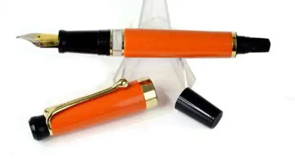 Kanwrite Heritage Orange barrel piston filler fountain pen  -  double broad stub nib - Image 2