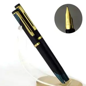 Vintage Indian fountain pen and ballpoint set – Mebsons alisons black barrel with gold plated F nib – NOS