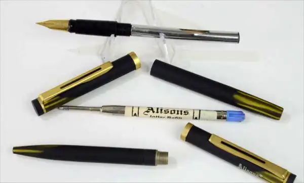 Vintage Indian fountain pen and ballpoint set - Mebsons alisons black barrel with gold plated EF nib - NOS - Image 2