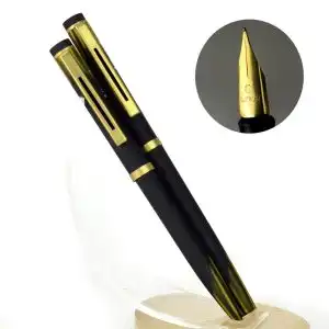 Vintage Indian fountain pen and ballpoint set – Mebsons alisons black barrel with gold plated EF nib – NOS