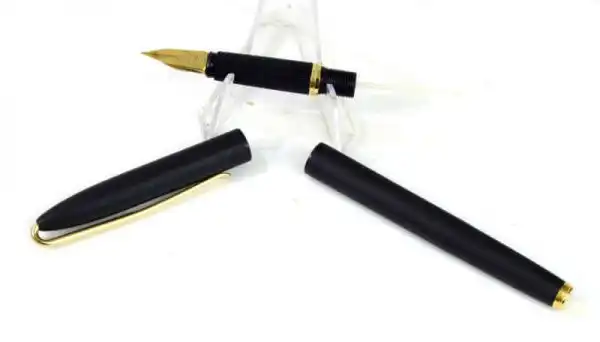 Vintage Indian fountain pen - Premium black Lacquer eyedropper with iridium point F nib - Image 2