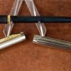 Vintage Indian fountain pen - Mebsons silver striped barrel with gold plated F nib - NOS - Image 2
