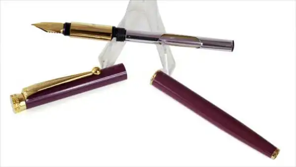 Vintage Indian fountain pen - Mebsons corvina burgundy barrel with ambitious golden F nib - NOS - Image 2
