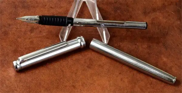 Vintage Indian fountain pen - Mebsons chrome barrel with iridium point F nib - NOS - Image 2