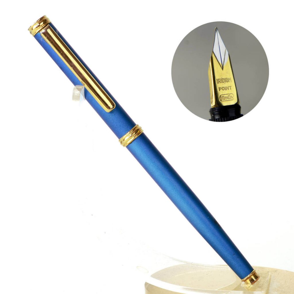 buy vintage mebsons teal blue matte fountain pen with two tone F nib