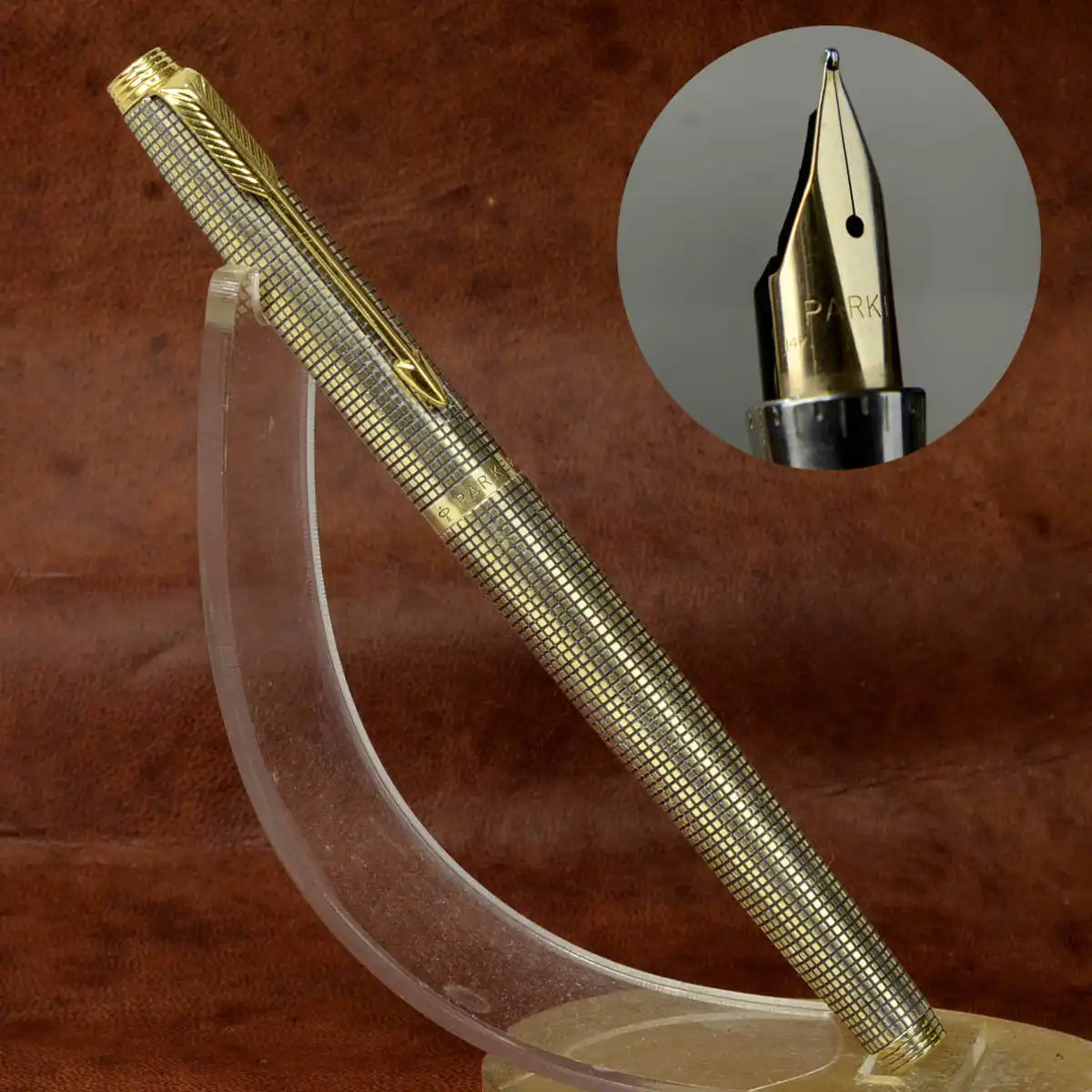 Vintage parker 75 vermeil sterling silver fountain pen with 14K