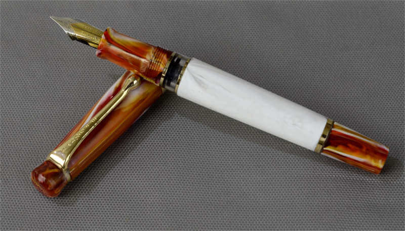 Details about   Kanwrite Heritage Fountain Pen Piston Mechanism Dual Tone Flex Nib Orange Marble 