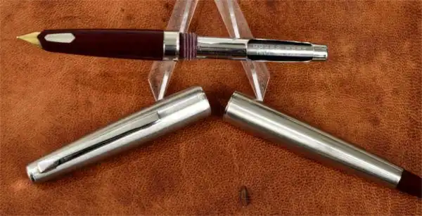 Pilot Vintage classic chrome barrel fountain pen - 14K solid gold Fine nib - Mint - Image 2